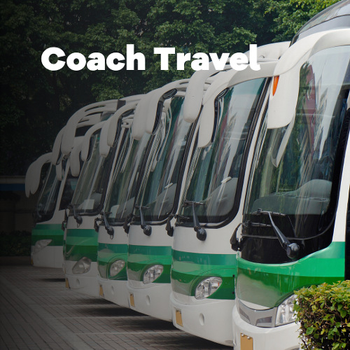 Images of coaches lined up at a depot